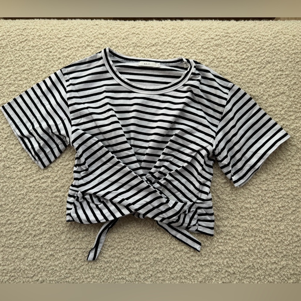 A.L.C. Women’s Black & White Striped Tie-Back